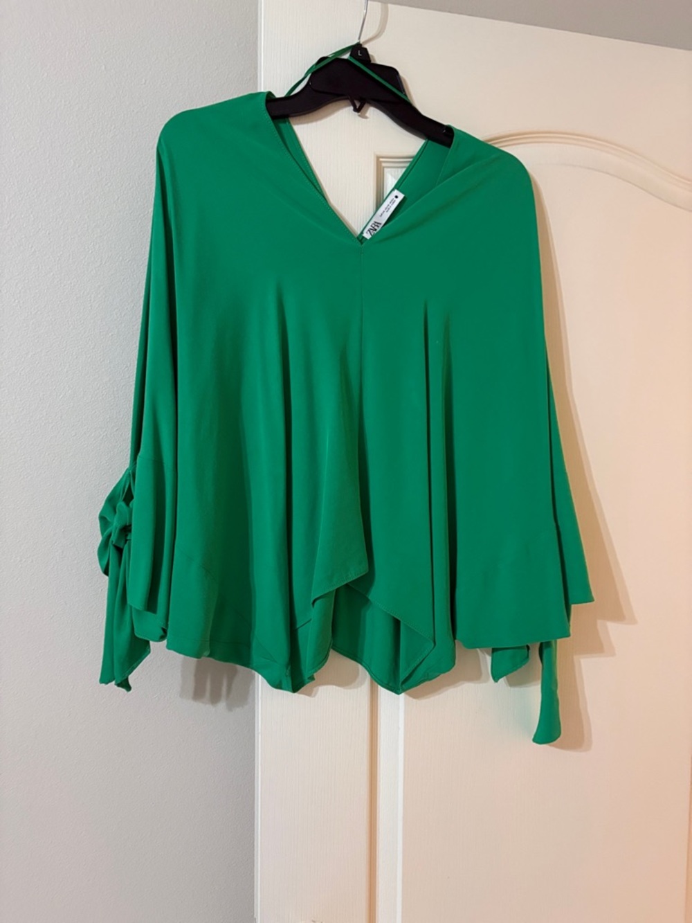 Zara Emerald Green V-Neck Flowing Tunic
